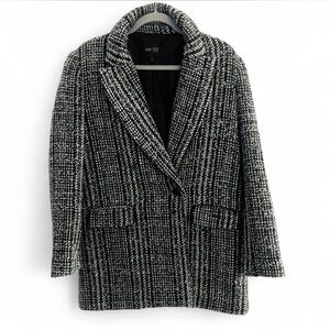 TRUTH BY REPUBLIC NOTCH LAPEL BLACK WHITE TWEED WOOL BLEND BLAZER JACKET SIZE 4